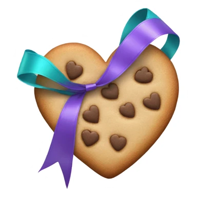 Cookie heart with teal purple support ribbon loop sticker