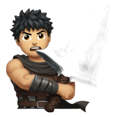 angry berserk guts carrying a huge sword on his shoulder sticker