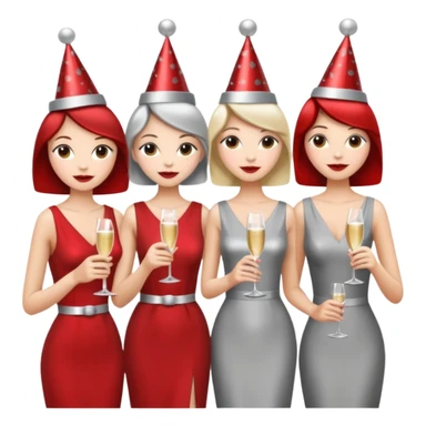 listening party people who only wearing red and silver dress code sticker