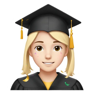 teen with graduation cap and confetti, celebrating sticker