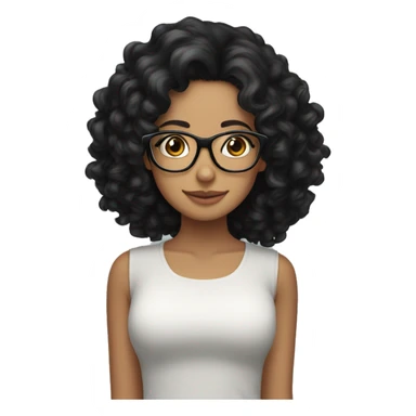 Long black curly hair with glasses and morena sticker