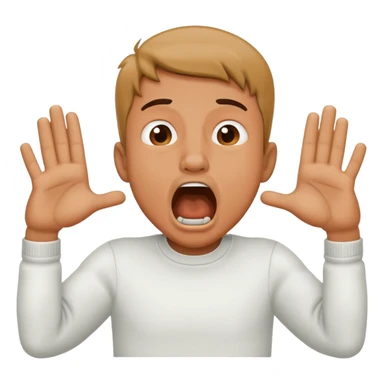 A guy choking himself with his hands with his mouth open sticker