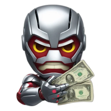 Angry ultron holding money sticker