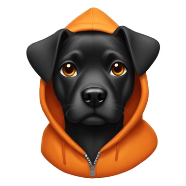 black orange dog wearing a hoodie sticker