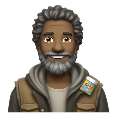 A hobo offering a breath mint sticker