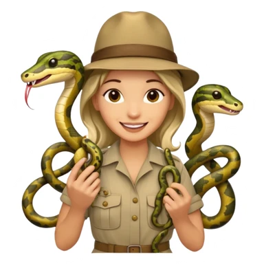 Depict different emotions of a photographer with snakes and other exotic animals sticker
