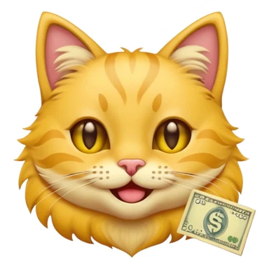 cat with money symbols in its eyes, fun emoji style, inspired by person with cash eyes emoji sticker