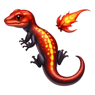 salamander black with fiery red flashes on the scales sticker