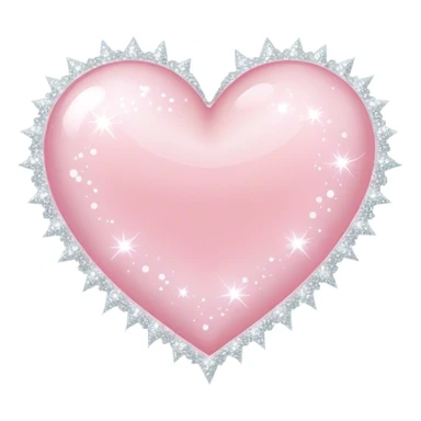 light pink heart with big white sparkles sticker