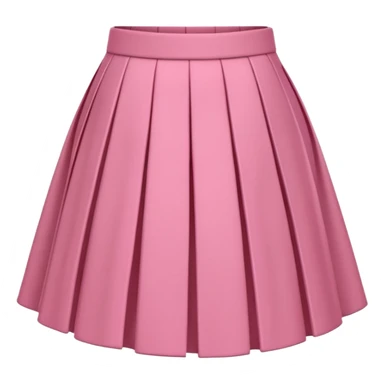 A 3D cartoon rose-pink pleated skirt with soft folds, smooth texture, isolated on plain background, Memoji-style. sticker