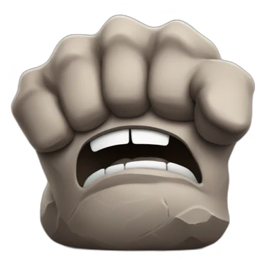 angry rock with muscle arms sticker