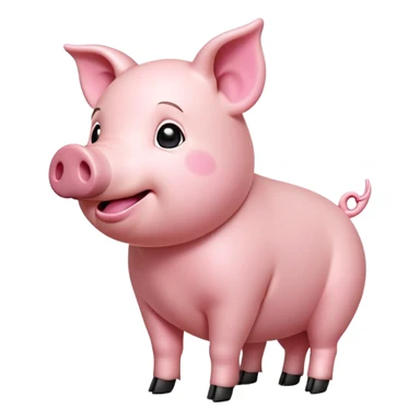cinematic-[realistic pig]-realistic-full-body-standing-emoji,-tail-flicking-lazily,-head-tilted-dramatically,-sleek-[pink]-skin,-simplified-yet-realistic-focused-features,-highly-detailed,-glowing-with-an-almost-sarcastic-glow sticker