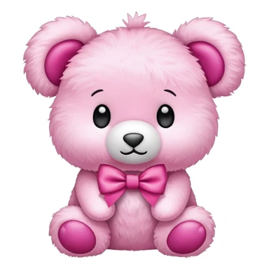 Pink stuffed animal with a bow sticker
