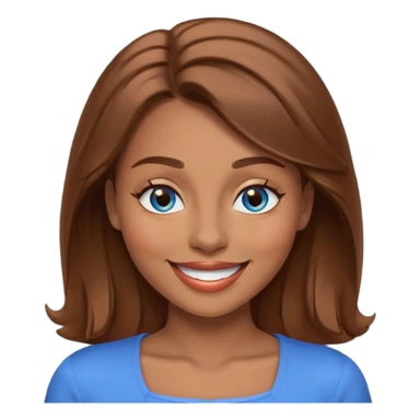 mulher morena de olhos azuis sorrindo e piscando um olho sticker