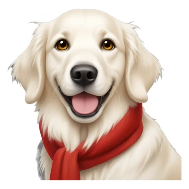white golden retriever with red scarf written robbie on it  sticker