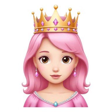 Cute pink princess with crown and sparkles sticker