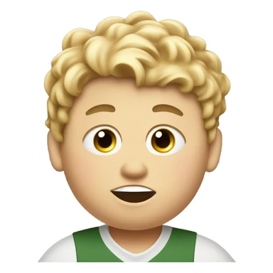 really fat kid who is tan and loves to eat and play golf and he has one eyeball and one giant piece of a hair sticker