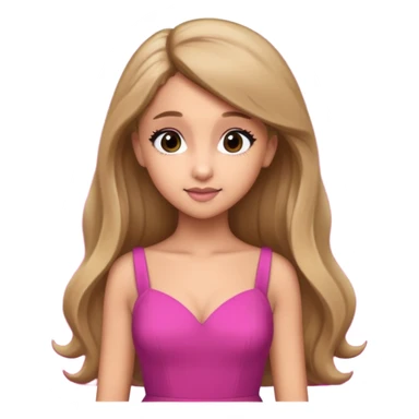 Ariana Grande with long dark blonde hair, dark pink dress sticker