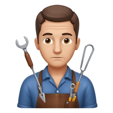 professional locksmith portrait, head and shoulders only, serious focused expression, leather apron collar, small lockpick tools visible, 3D cartoon, mobile game icon style, clean background, no text, no watermark
 sticker