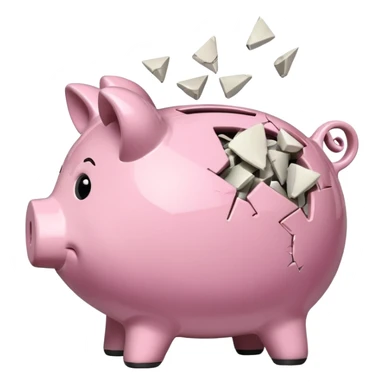 a piggy bank broken in half sticker