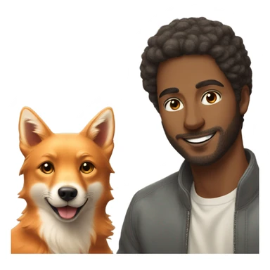  Handsome man and fluffy fox red labrador  sticker