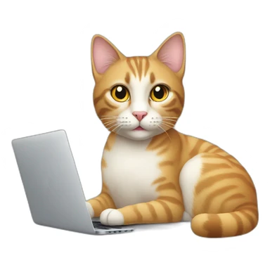 A cat with a Macbook sticker