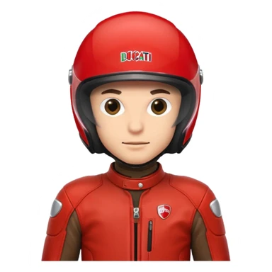 biker with red ducati helmet and red ducati suit sticker