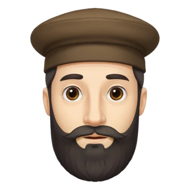 A man with payos hairstyle and a jewish hat with a very large nose and a beard sticker