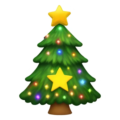 christmas tree with rainbow lights and a giant yellow star on top sticker