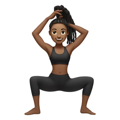 Medium skin toned Black woman with dreadlocks in a ponytail wearing black leggings and a sports bra in dancer yoga pose sticker