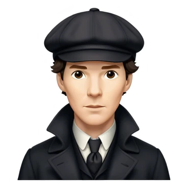 sherlock holmes benedict cumberbatch, wearing a deerstalker hat, Long dark coat, Dark suits sticker