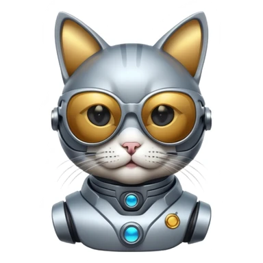 Cat with sunglasses and futuristic ai bot sticker