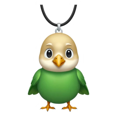 un oiseau classique vert avec un collier autour de son coup avec des breloque argentées et un seul poil blond qui fait une petite bouclette sur le front  sticker