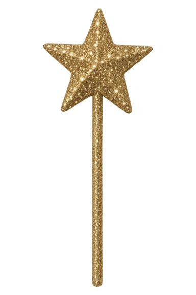 glittery star wand object, shiny, no background sticker