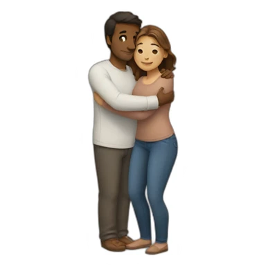 Brown man and white brown hair woman hugging sticker