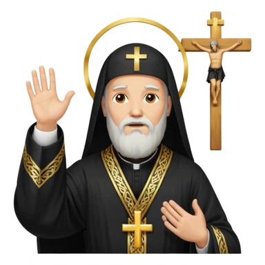 Orthodox Christian priest crossing himself (making the sign of the cross) with the movement of the Cross outlined in gold streaks sticker