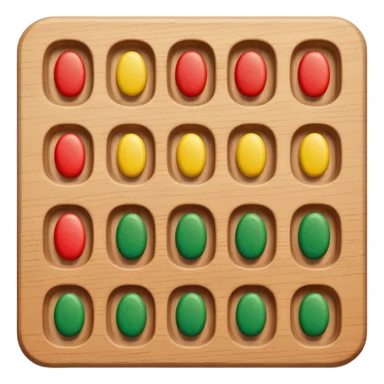 Flat emoji illustration of an African Awalé (mancala) board, wooden board with 12 holes, colorful seeds, simple shapes, bold outlines, cute and playful style, vector look, transparent background” sticker