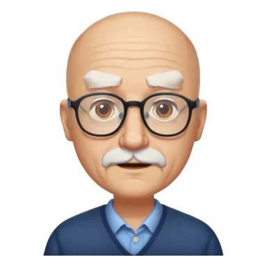 old bald man with short beard and glasses sticker