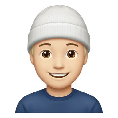 A guy head with white beanie sticker