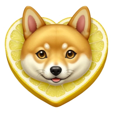 Shiba Jasper realistic heart shaped lemon slice sticker
