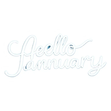 Light Blue “ hello January “ word in cursive sticker