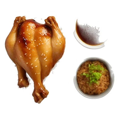 Teriyaki chicken and rice in takeaway tray sticker