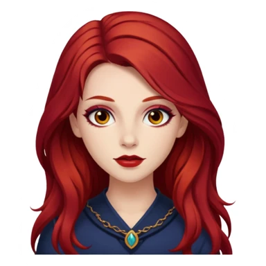 Chappell Roan (b.1998) with long dark red hair, makeup sticker