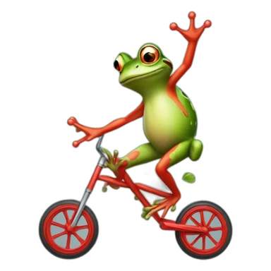 A t-posing frog riding a red unicycle sticker
