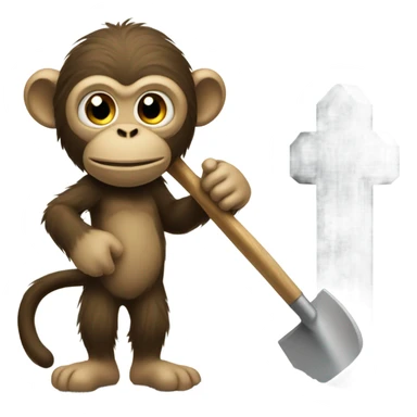 Boots the monkey with a shovel next to a grave sticker