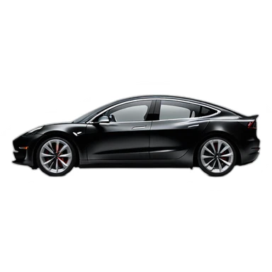 Hyper realistic, open top, black, Tesla Model 3, black upholstery, Performance, left side view sticker