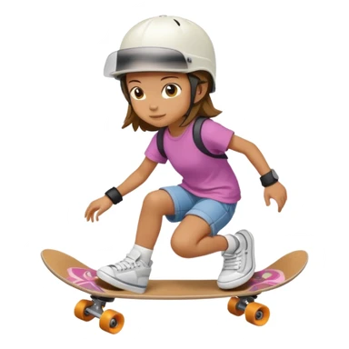 Une petite fille qui a un style de garçon manqué  sur un skateboard  sticker