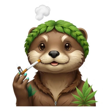 a female otter smoking a joint surrounded by marijuana fumes. a bit california hippy vibe sticker