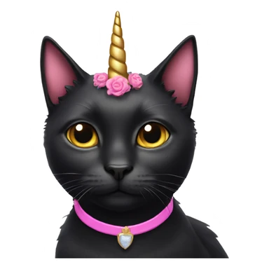 Black cat with pink collar and unicorn wings sticker