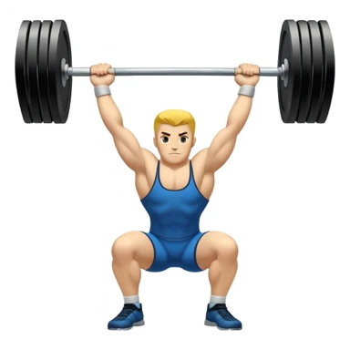 Emblem symbolizing weightlifting, featuring a barbell with heavy weights on either side, lifted above a strong, determined figure. The design conveys strength, focus, and the precision required in the sport. The barbell is centered, with a dynamic, bold style to emphasize power and athleticism.  sticker